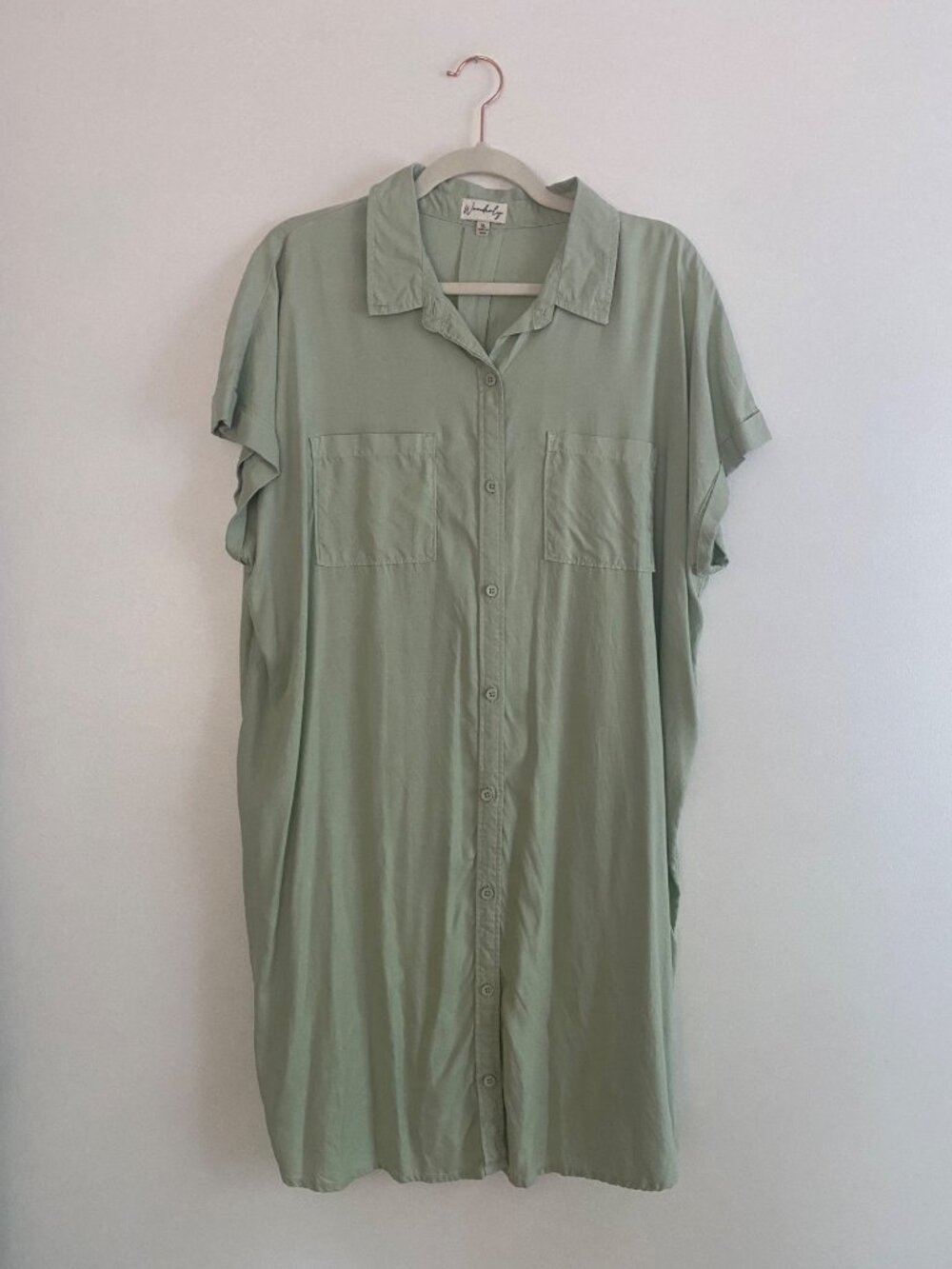 Wonderly Pistachio Green Button-Down Shirt Dress Size XL